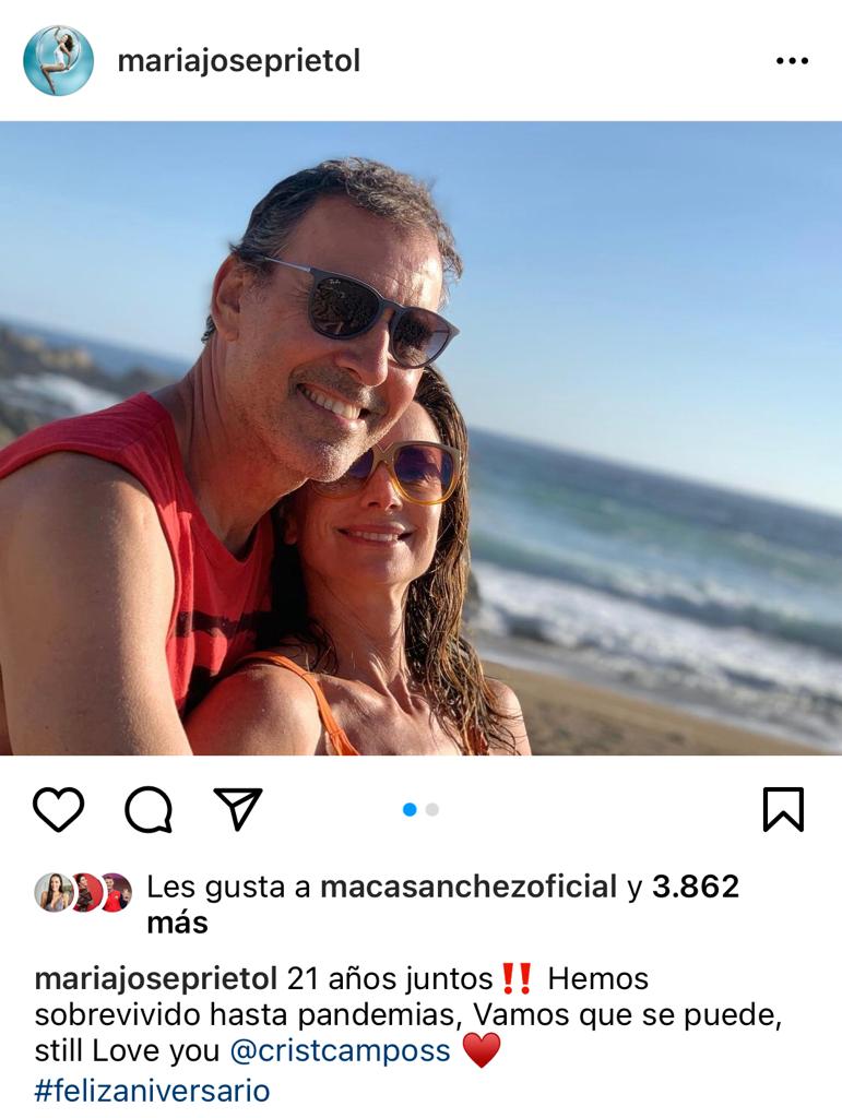 María José Prieto y Cristián Campos celebran 21 años de amor
