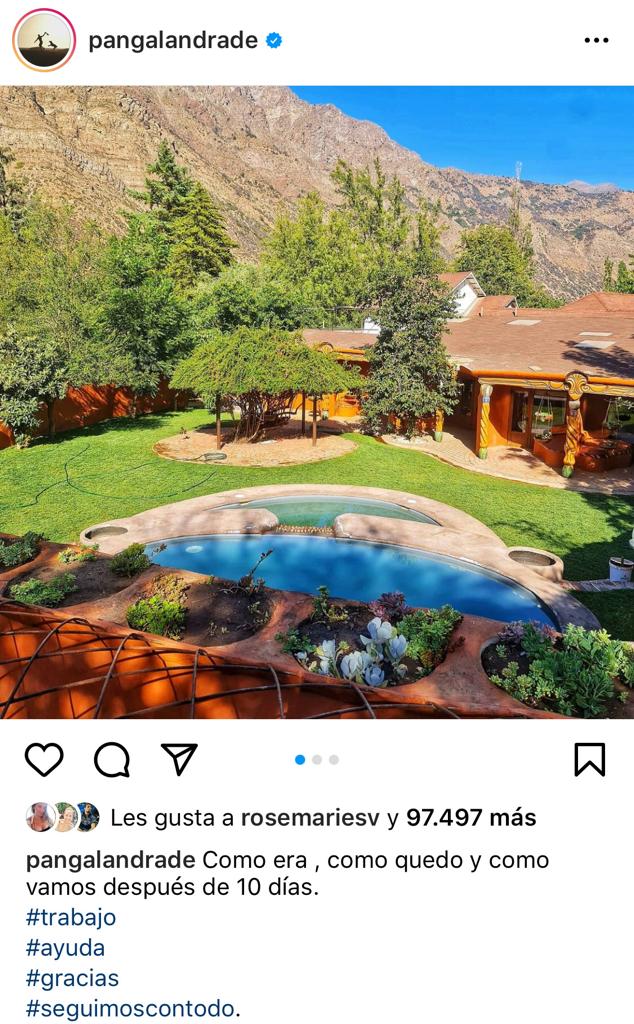 Pangal Andrade shows how his hotel in Cajón del Maipo now looks like