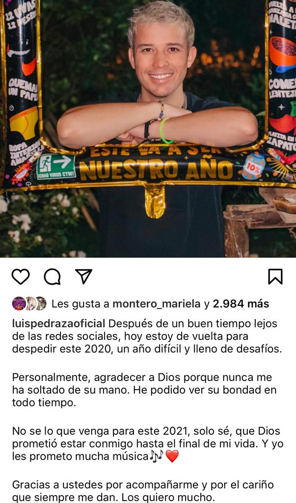 El gran anuncio de Luis Pedraza tras reaparecer en redes sociales