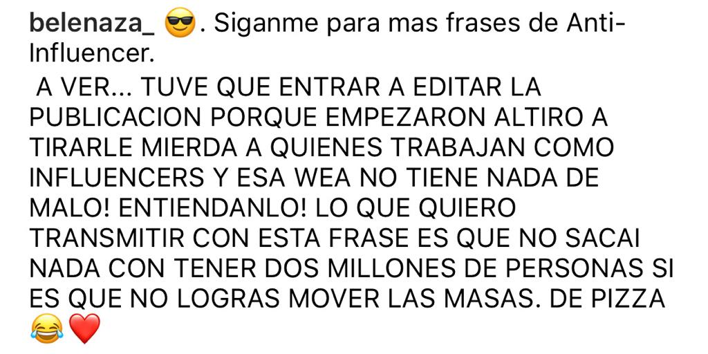 Belén Mora desata polémica por mensaje sobre los influencers