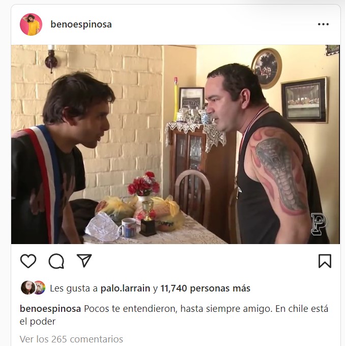 Beno Espinoza despidiendo a Lad Cobra en Instagram