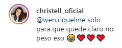 Christell responde con humor a seguidora que cuestionó su peso