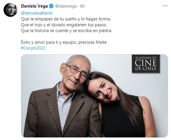 Daniela Vega envía mensaje a directora del “Agente Topo”