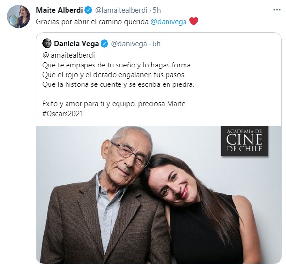 Daniela Vega envía mensaje a directora del “Agente Topo”