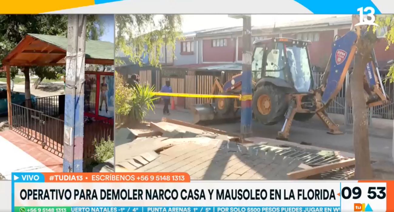 Realizan operativo para demoler casa y mausoleo narco en La Florida