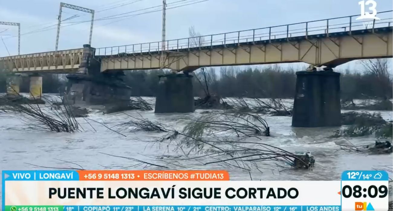 Puente ferroviario Longaví colapsado