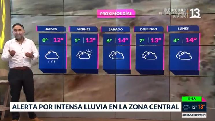 Alerta por intensa lluvia en la zona central