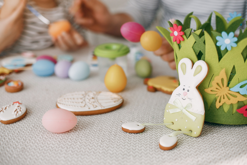 Conejito y huevos de Pascua