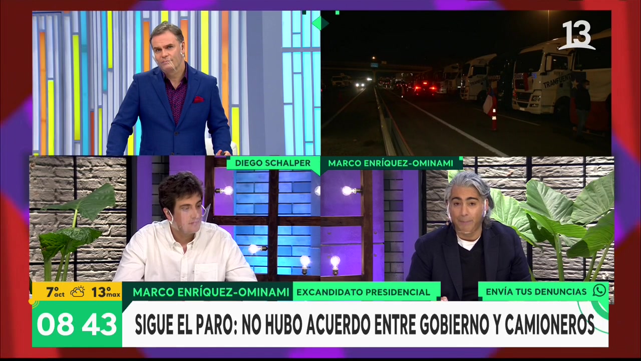 Enríquez-Ominami y Schalper debaten sobre el paro de camioneros