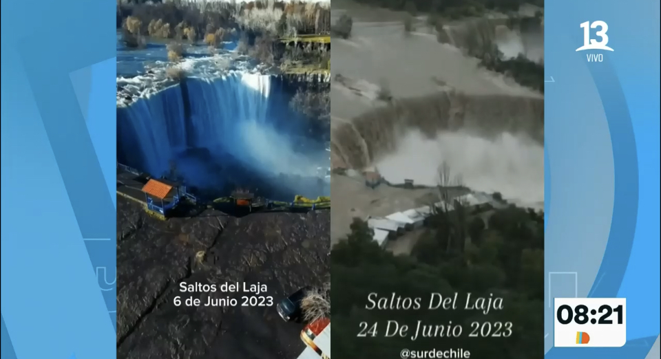 Así luce el Salto del Laja tras el desborde del río