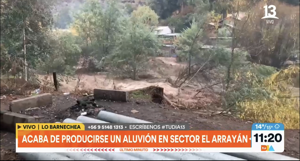 Lluvias provocan aluvión en el sector El Arrayán, Lo Barnechea