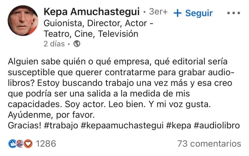 Kepa Amunchastegui, ex actor de Betty, la fea pide trabajo en redes sociales