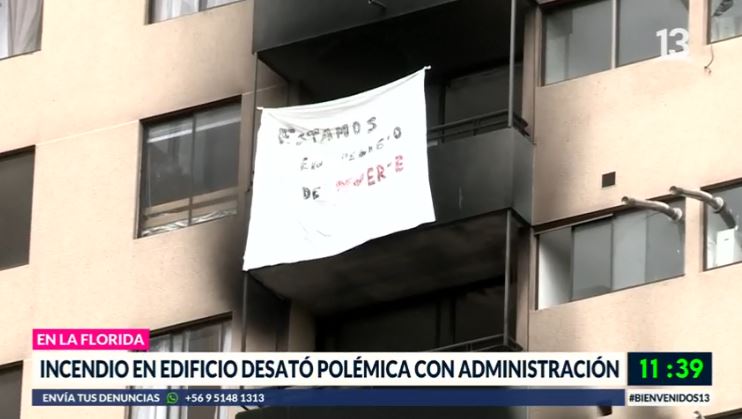 Vecinos de edificio en La Florida denuncian mala administración tras incendio