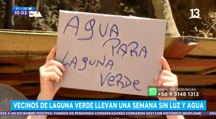 Vecinos de Laguna Verde llevan una semana sin luz y agua