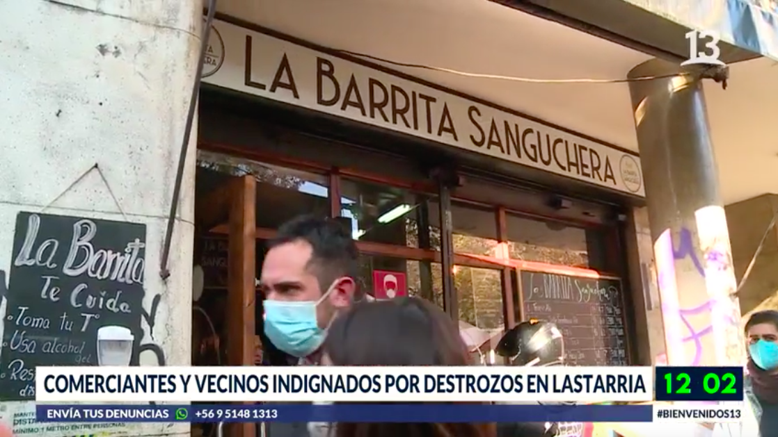 Comerciantes y vecinos indignados por destrozos en Lastarria