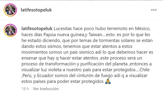 “Tenemos que estar atentos”: Latife Soto realiza preocupante advertencia tras terremoto en México