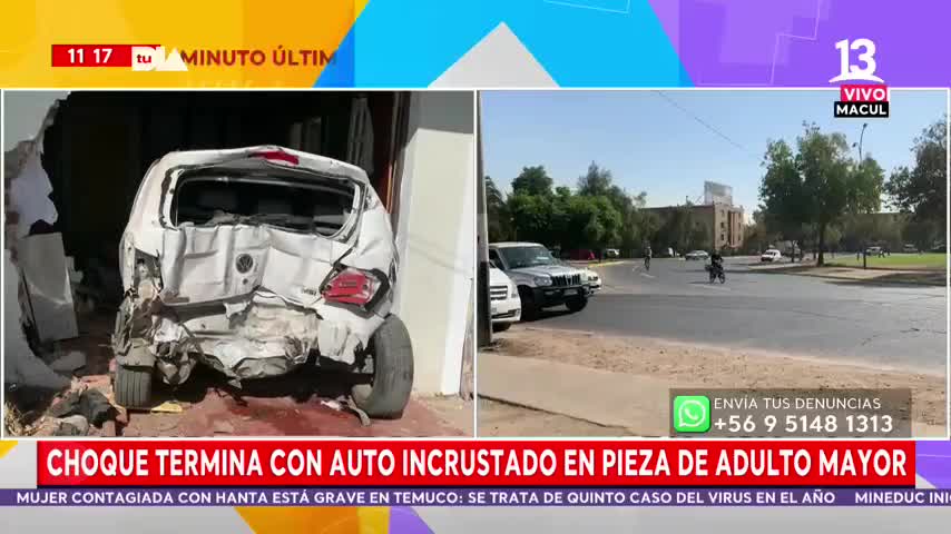 Choque termina con vehículo incrustado en habitación de adulto mayor