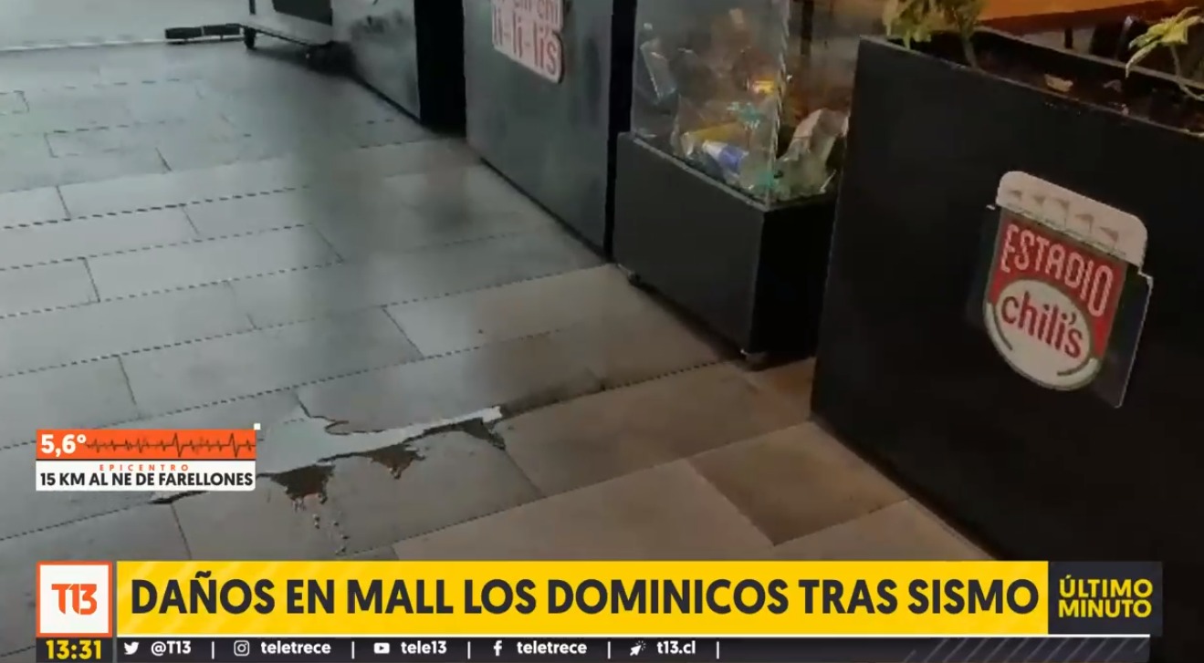 Destrozos en Mall Los Dominicos por sismo - Teletrece