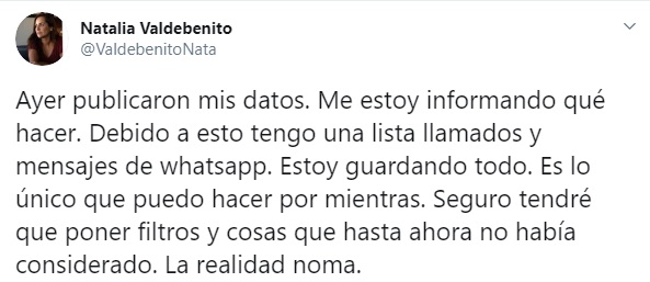 Publican datos personales de Natalia Valdebenito tras criticado comentario