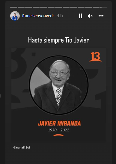 "Hasta siempre...": Pancho Saavedra compartió especial publicación tras muerte de Javier Miranda