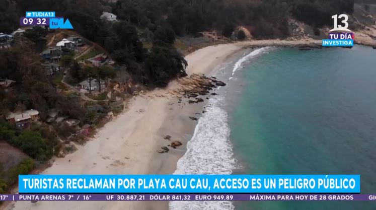 Turistas denuncian peligroso acceso a playa Cau Cau