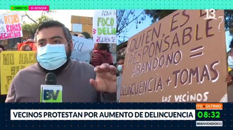 Vecinos de El Bosque protestan por aumento de delincuencia