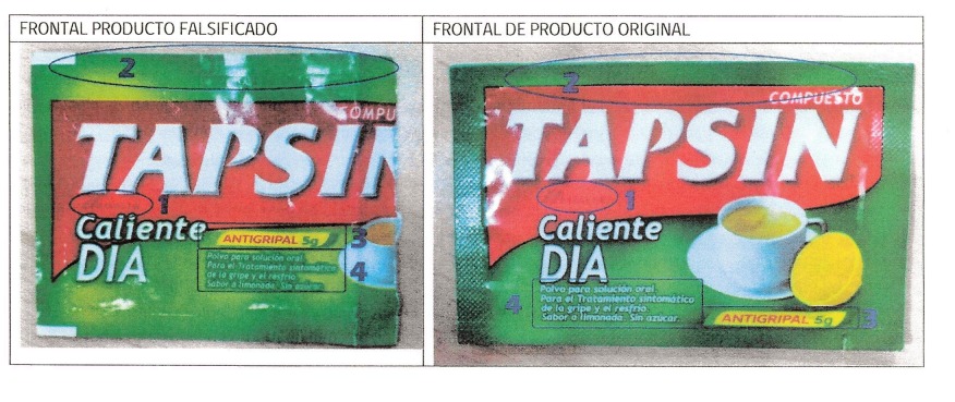 ¿Cómo identificar el Tapsin falsificado? parte delantera