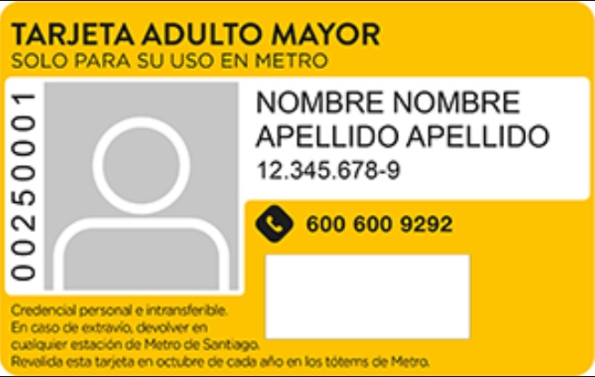 Tarjeta Adulto Mayor del Metro de Santiago