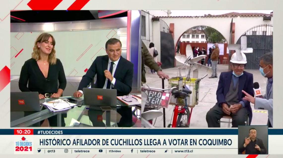 Histórico afilador de cuchillos llamó la atención en local de votación