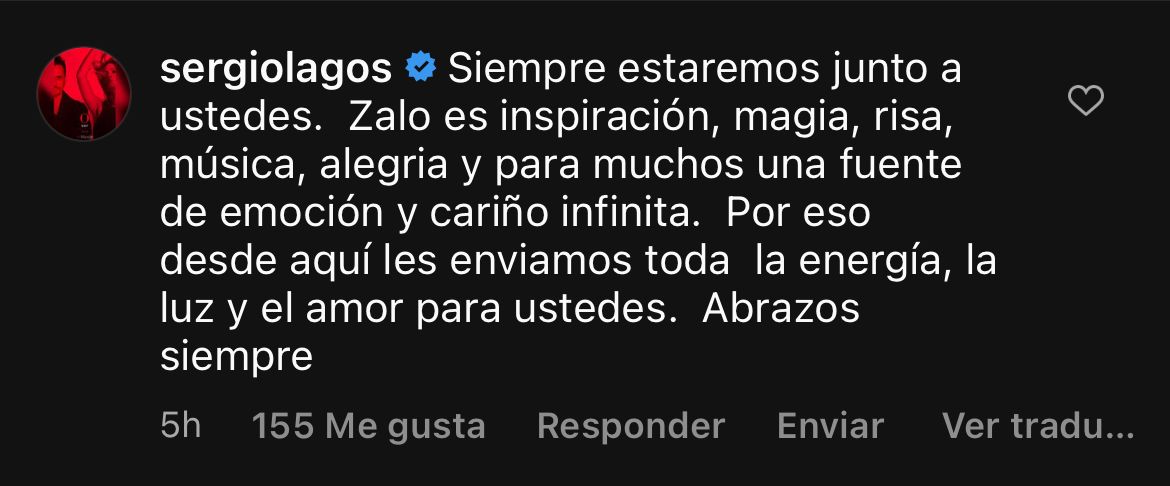 “Una fuente de emoción y cariño”: Sergio Lagos dedicó emotivo mensaje de apoyo a Zalo Reyes