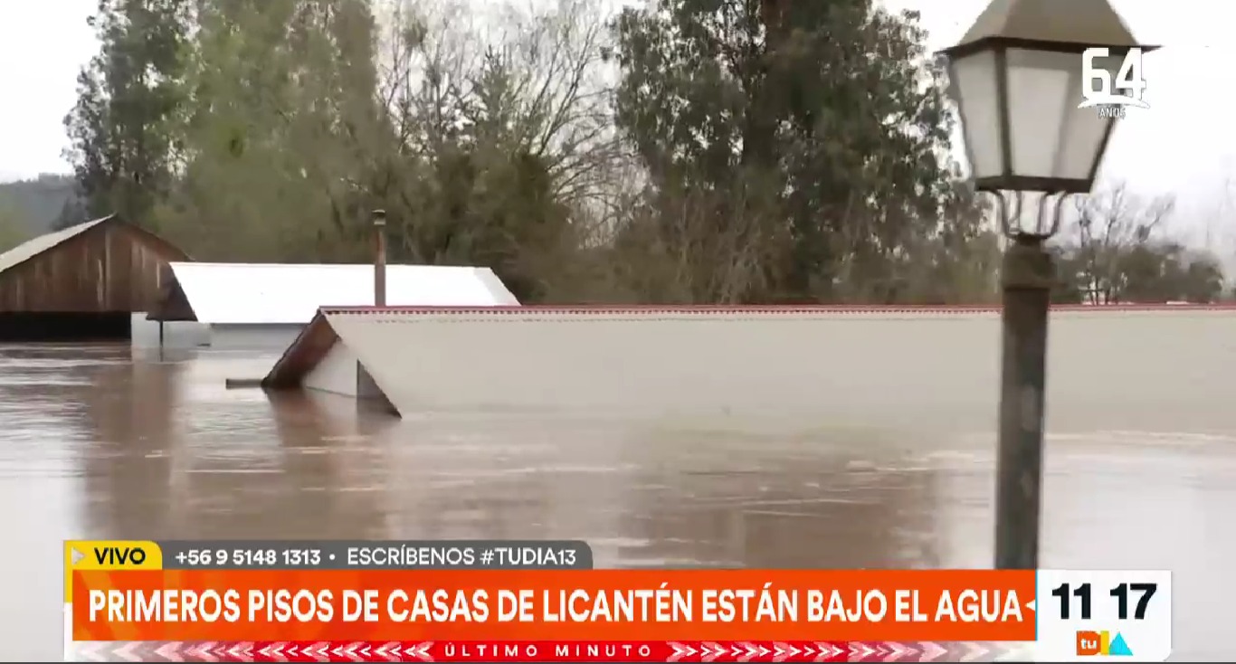 Licantén bajo el agua: las dramáticas imágenes de las casas totalmente inundadas