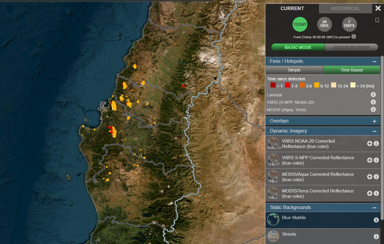Puedes seguir en tiempo real los incendios forestales de Chile mediante  satélites de la NASA