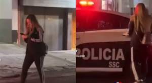 Joven se distrae al usar su celular y termina arriba de patrulla policial pensando que era un taxi