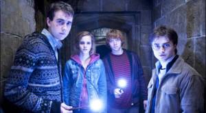 Neville, Hermione, Ron y Harry en Harry Potter