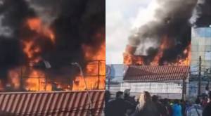 Gigantesco incendio en Valdivia provoca destrucción total de dos edificios  