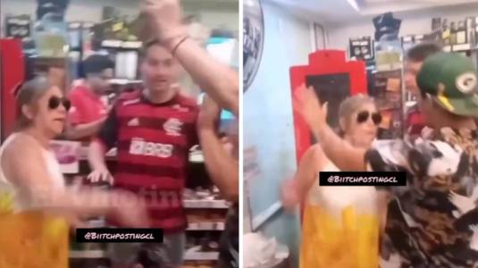 Mujer insultando en minimarket